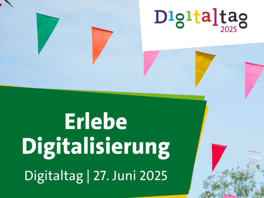 Schriftzug Digitaltag 2025. Erlebe Digitalisierung. 27. Juni 2025.